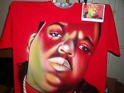 Custom Airbrush Notorious Big / Biggie Smalls on a Red T shirt Hip Hop