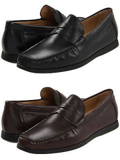 Ecco Mens Agadir Black Brown Slip on Business Casual Penny Loafers