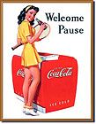 Coca Cola Tin Sign Man Woman on Beach 60s Advertising Sign 1051 FREE