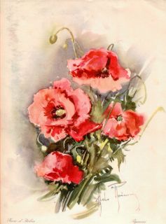 POPPY PRINT IN BEAUTIFUL COLOR 9X12MADE IN ITALY BY ALOLS PAYIAVERI