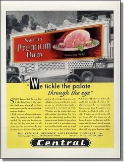 1930 Outdoor advertising tickles palate~ Swifts Premium Ham billboard