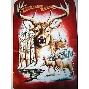 Queen Size Super Plush Whitetail Deer Cabin Mink Style Blanket Cover