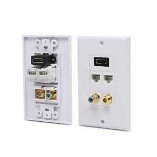 HDMI RCA Mono Audio Coaxial Dual Ethernet Wall Plate Face Cover for