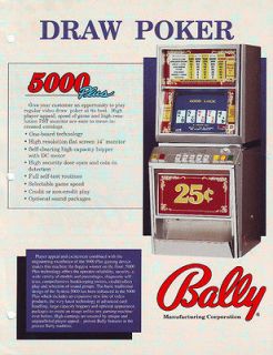 BALLY GAMING DRAW POKER ORIG. COIN OP CASINO SLOT MACHINE SALES FLYER