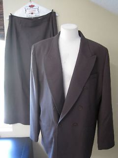 AKA Eddie Bauer Classic Double Breasted Wool Blazer Jacket Skirt