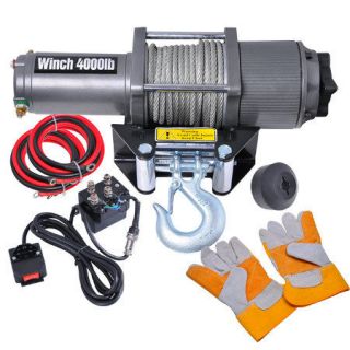 lb Electric Recovery Winch w/ Line Stopper Gloves ATV Trailer Truck