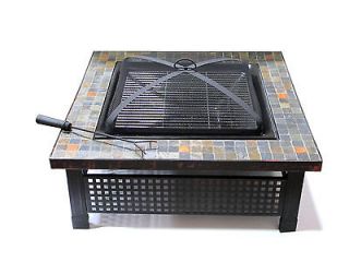 Marble Classic Square Outdoor Fire Pit   34 Inch