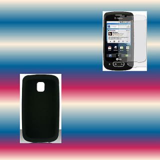 Screen Protector+Sili con Black LG Optimus One P500 P500GO Soft Phone
