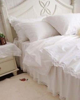 Shabby and elegant White corchet lace Duvet Cover Bedding set