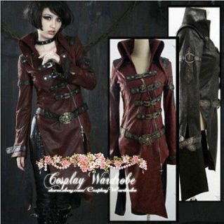 GOTH STEAMPUNK NIGHTWALKER TRENCH COAT JACKET Cosplay costume Red
