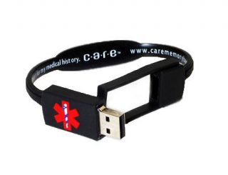 Care USB Medical History Bracelet   Black