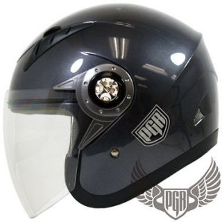 Grey Jet Pilot DOT Motorcycle Scooter Helmet Electric Moped ~ XXL