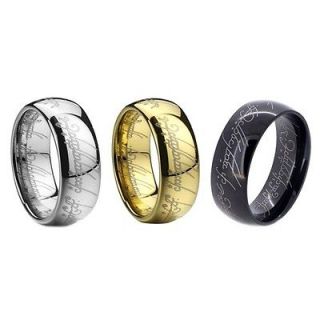 Lord of the Ring Gold Stainless Steel Mens Band Ring US Size 7 8 9 10