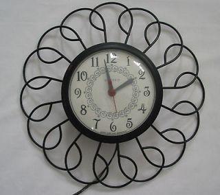 Vintage Black Wire Electric Wall Clock United Clock Brooklyn NY Made