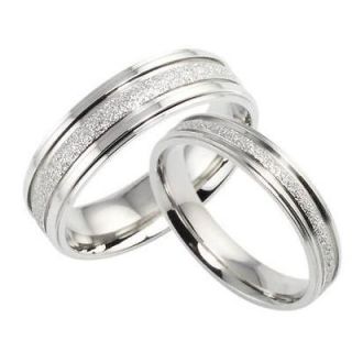 New Titanium Steel Promise Ring Couple Wedding Bands Shine Frost