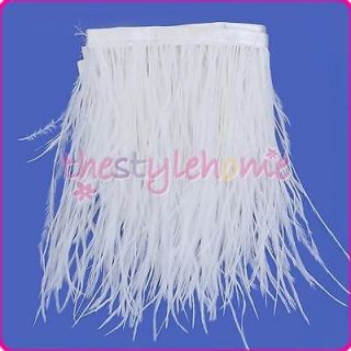 White 1 Yard Ostrich Feather Dyed Fringe Trim Costume Millinery