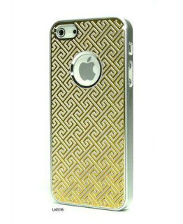 Gold Chrome Brushed Metal Letter H Shape Cover Snap Case for iPhone 5