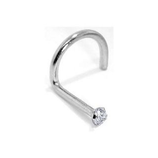 REAL 1.5mm Diamond White Nose Ring Gold Twist Screw 20G