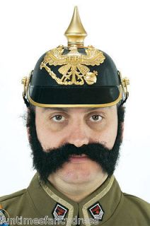 WW1 German Kaiser Helmet Black & Gold Plastic Military Hat Fancy Dress