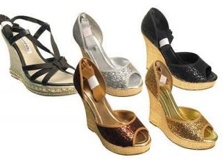 Silver,Black,B rown,Gold,Wome ns fashion espadrille tie up lace wedge