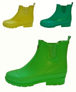 NEW Town & Country Ankle Wellies Wellington Boots Green Yellow