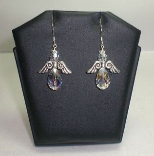 Angel Wings Crystal AB Sterling Silver Earrings Made With Swarovski