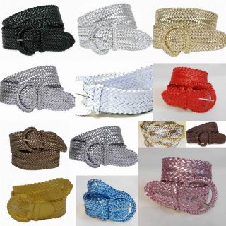 Girl Fashion Trendy Metalic Braided Wide Belt Wholesale 3002 13 color