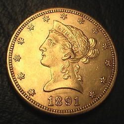 Rare Date 1891 CC Gold $10 Liberty Head Eagle Coin ~ Nice BU+