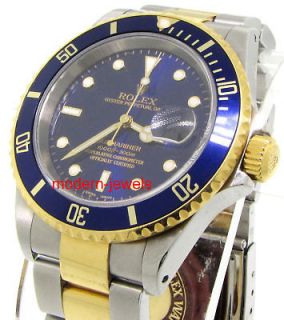ROLEX SUBMARINER 18K YELLOW 16618 BLUE DIAL F SERIAL NEW WITH PLASTIC