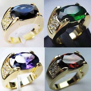 ruby/amethyst/sapphire/emerald mens 10KT yellow Gold Filled Ring sz10