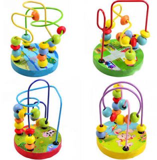 New Baby wooden toy Mini around the beads Wire maze Colorful