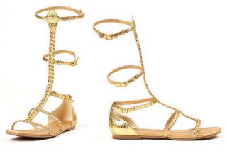Gold Gladiator Sandals Cleopatra Toga Party Goddess Costume Shoes