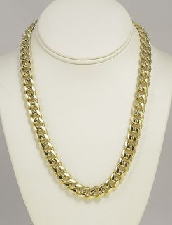 18 KT Gold Overlay 11 mm Cuban (Curb) Link Chain Necklace   Lifetime