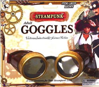 Cosplay Victorian Style Brown/Gold Industrial Goggles, NEW UNUSED