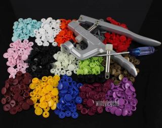 150 SETS 10 MIXED COLORS RESIN SNAPS BUTTONS 1 SET KAM SNAP PLIER FOR