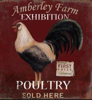 Red Rooster Poultry Metal Sign Country Primitive Farm Barn Kitchen