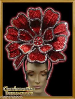 RED Drag Queen SUN DIVA CABARET BIG FLOWER HEADDRESS