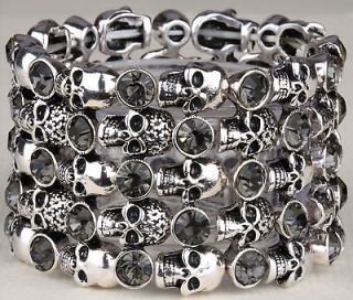 Gray crystal skull stretch bracelet FASHION JEWELRY 1;buy 10 items
