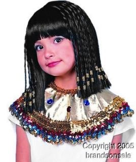 NEW EGYPTIAN CHILD CLEOPATRA BLACK GOLD HALLOWEEN COSTUME WIG 1 SIZE