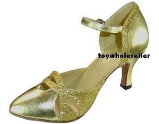 Ladies Latin Ballroom Salsa Gold Glitter Dance Shoe A35