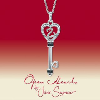 Jane Seymour Open Hearts Sterling Silver Diamond Key Necklace Pendant