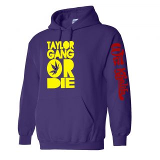 TAYLOR GANG OR DIE Wiz Khalifa HIP HOP Yellow illest Hooded Sweatshirt