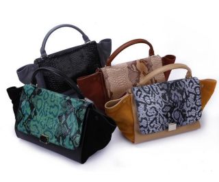 2012 Womens Fashion Celebrity Cowhide spell color leather handbags