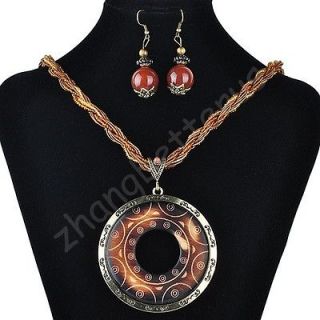 Vintage Bronze Alloy Brown Pendant Jewelry Hand woven Necklace