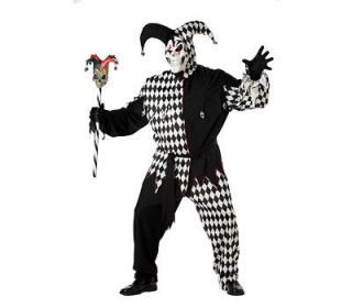 NEW Wicked Devil Evil Jester Joker Clown Adult Men Halloween Costume