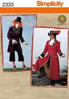 MAD HATTER CAPTAIN HOOK LONG COAT DUSTER COSTUME SIMPLICITY PATTERN