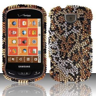 Samsung Brightside U380 Hard Case Snap On Cover Black Golden Cheetah