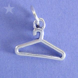 COAT HANGER Sterling Silver Charm Pendant CLOTHES WARDROBE HANGING