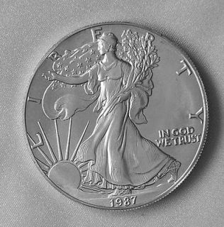 1987 Silver American Eagle .999 fine Silver Dollar Coin 1 oz Troy Old