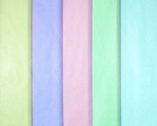 50 Sheets of PASTEL Tissue Paper 5 COLORS Pink, Green, Blue, Yellow